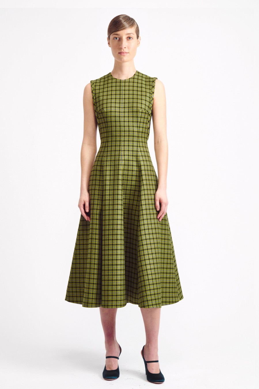 Women Emilia Wickstead Dresses | Anastasia Green Shetland Houndstooth Dress