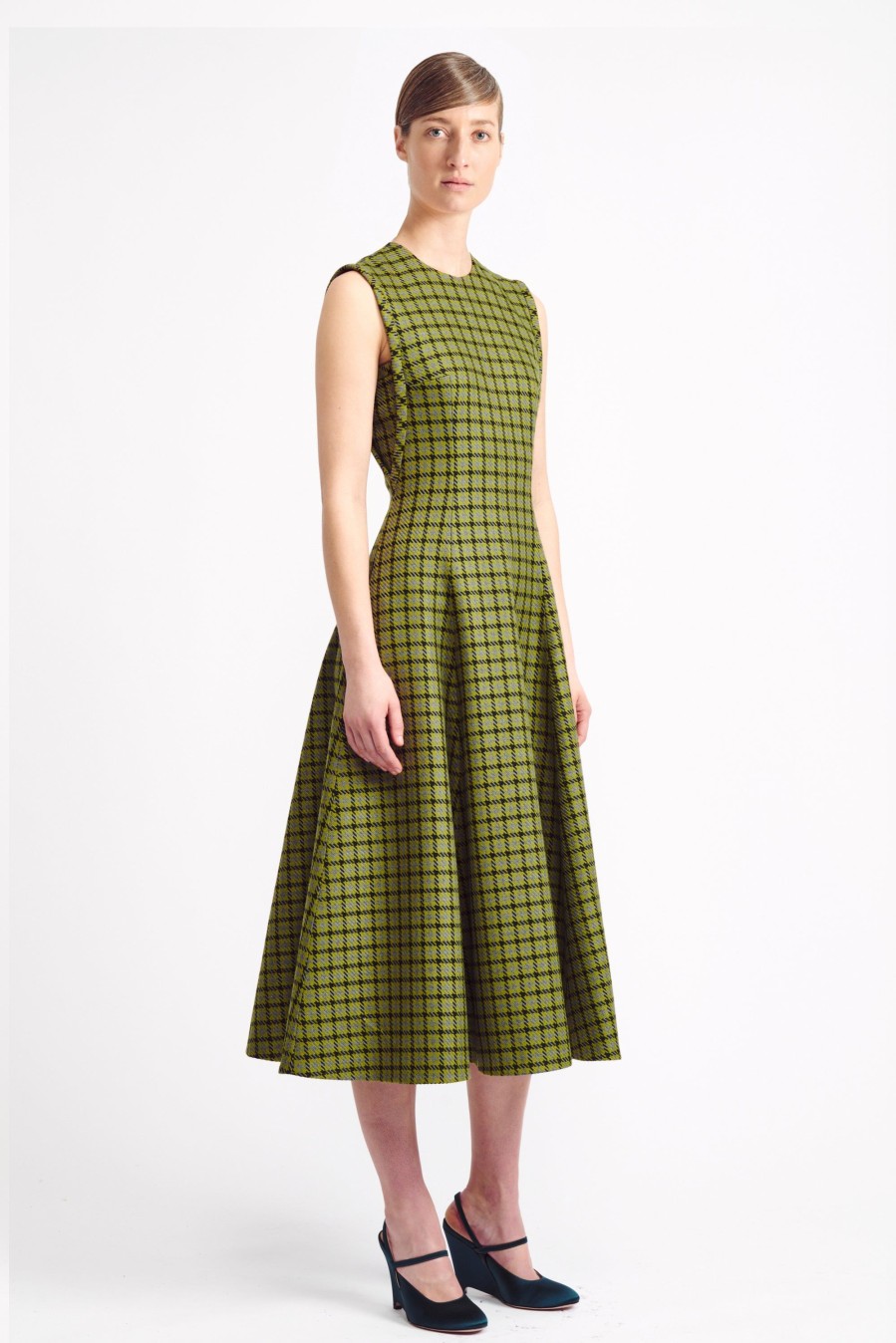 Women Emilia Wickstead Dresses | Anastasia Green Shetland Houndstooth Dress