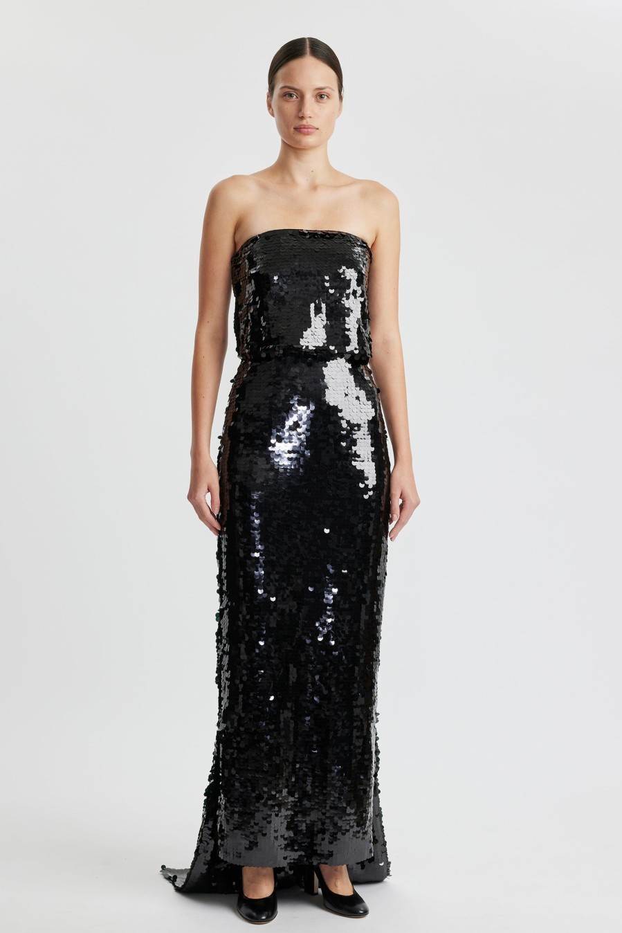 Women Emilia Wickstead Dresses | Josiah Dress In Black Paillette Sequins