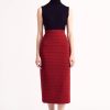 Women Emilia Wickstead Skirts | Idelia Skirt In Dark Red Smock Satin