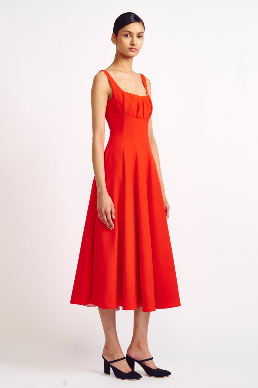 Women Emilia Wickstead Dresses | Collins Coral Single Wool Crepe Dress