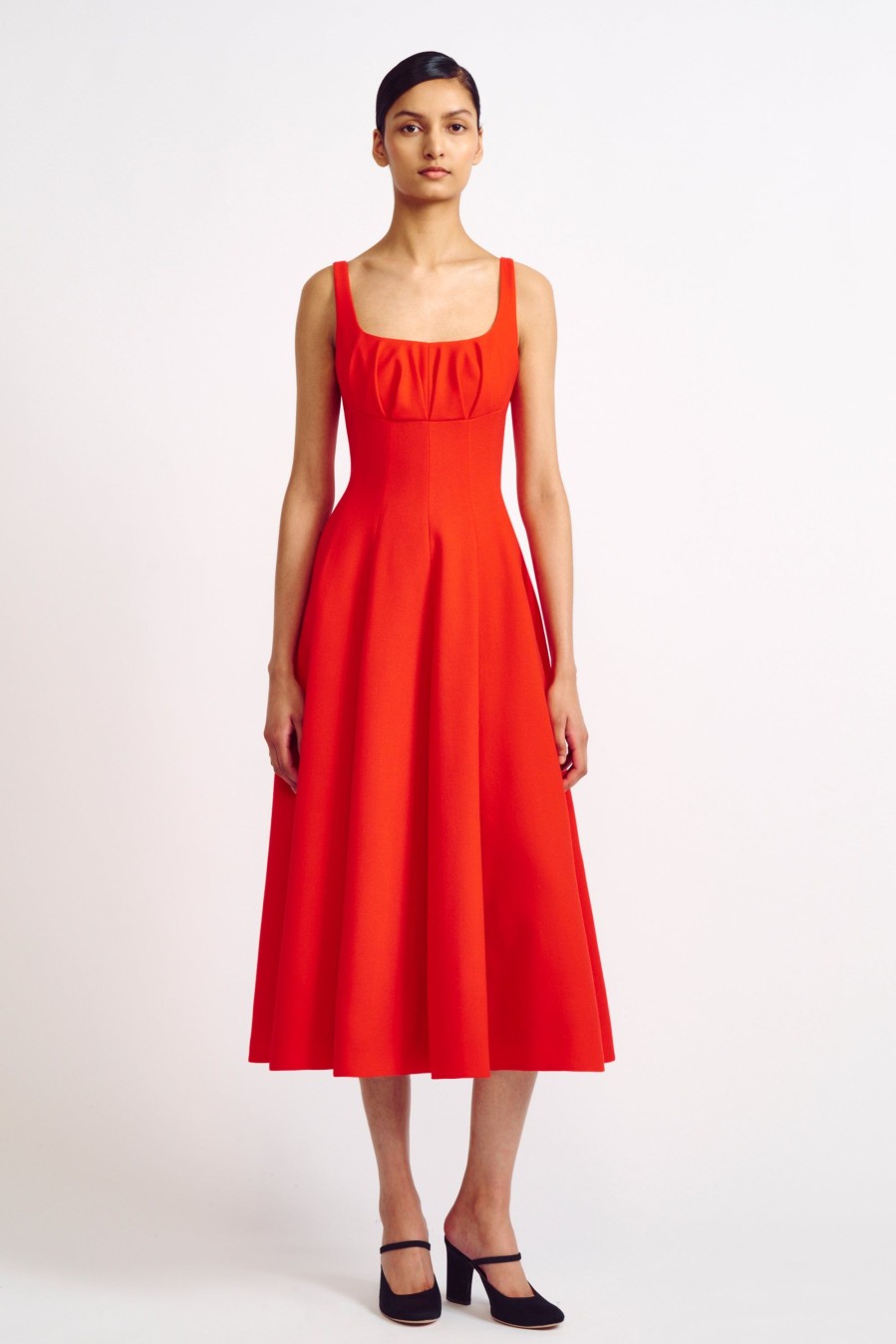 Women Emilia Wickstead Dresses | Collins Coral Single Wool Crepe Dress