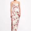 Women Emilia Wickstead Dresses | Pola Dress In Red Rose Printed Italian Duchess Satin