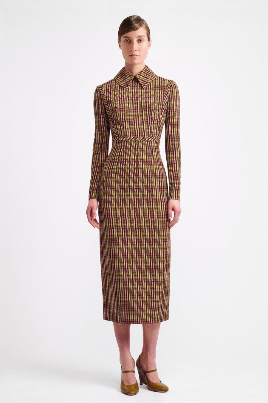 Women Emilia Wickstead Dresses | Miley Dress In Multi-Coloured Houndstooth Crepe Georgette