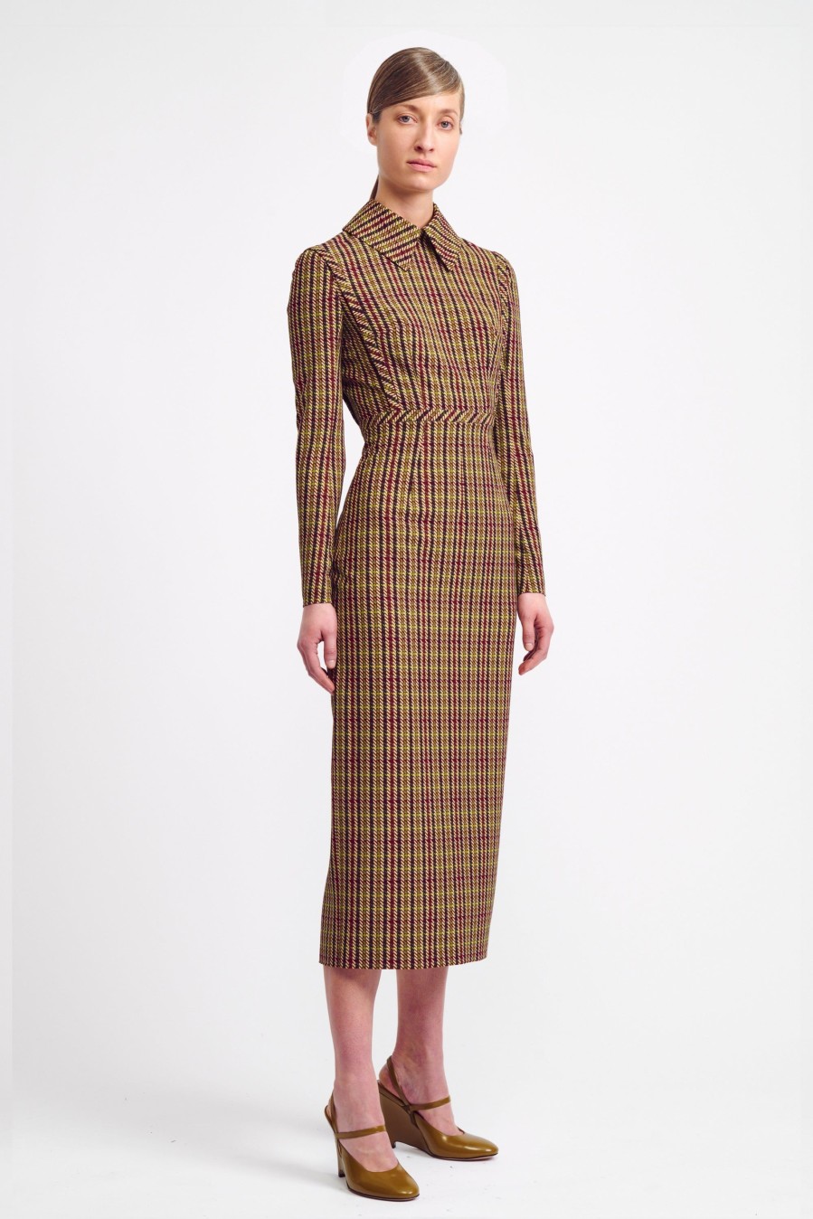 Women Emilia Wickstead Dresses | Miley Dress In Multi-Coloured Houndstooth Crepe Georgette