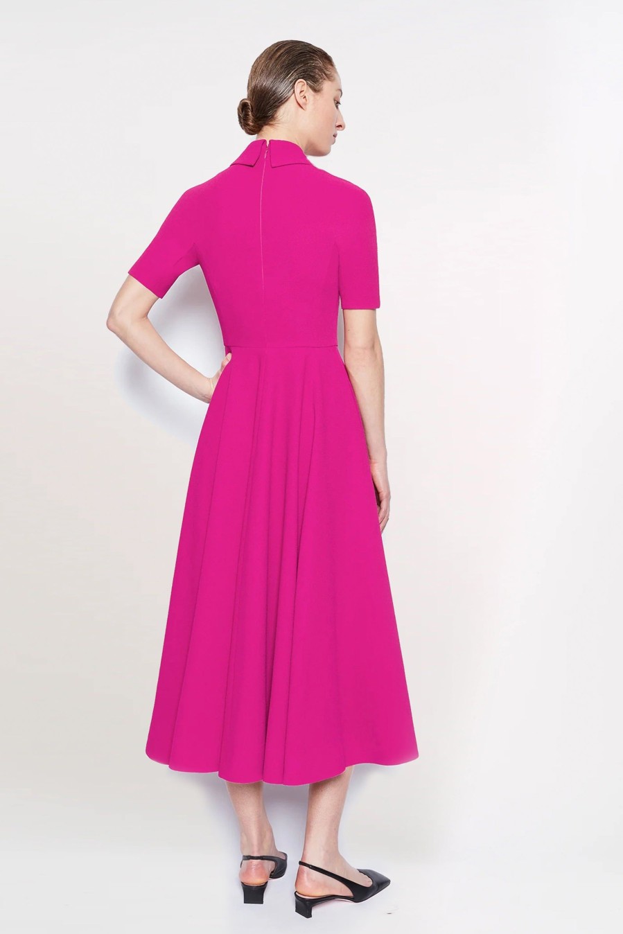 Women Emilia Wickstead Dresses | Alice Hot Pink Double Crepe Dress