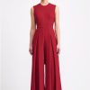 Women Emilia Wickstead Jumpsuits | Charmaine Tie-Back Jumpsuit In Red Double Crepe