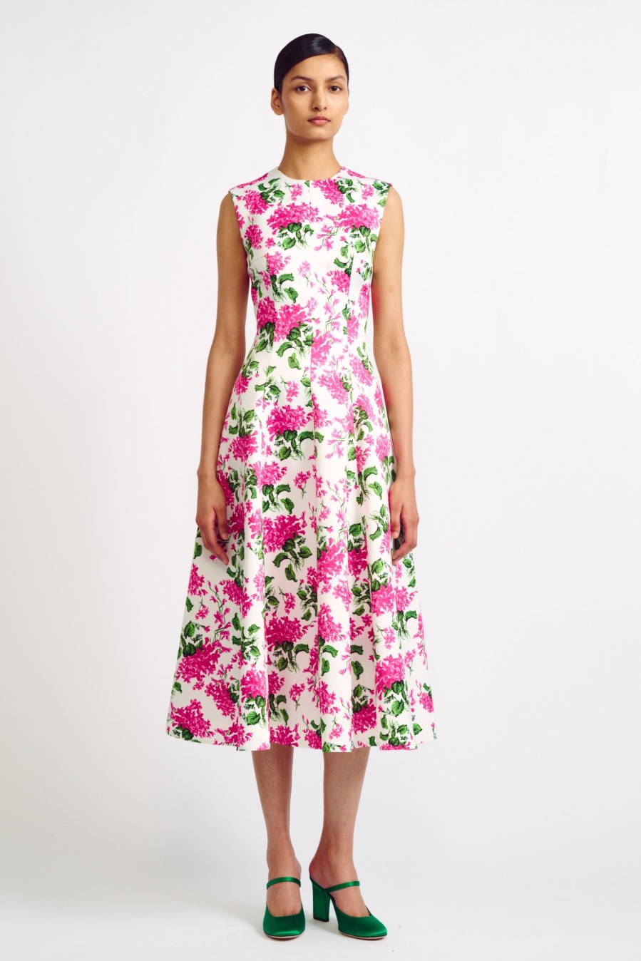 Women Emilia Wickstead Dresses | Mara Pink Forget-Me-Not Floral Print Dress