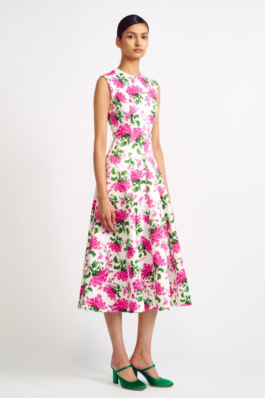 Women Emilia Wickstead Dresses | Mara Pink Forget-Me-Not Floral Print Dress