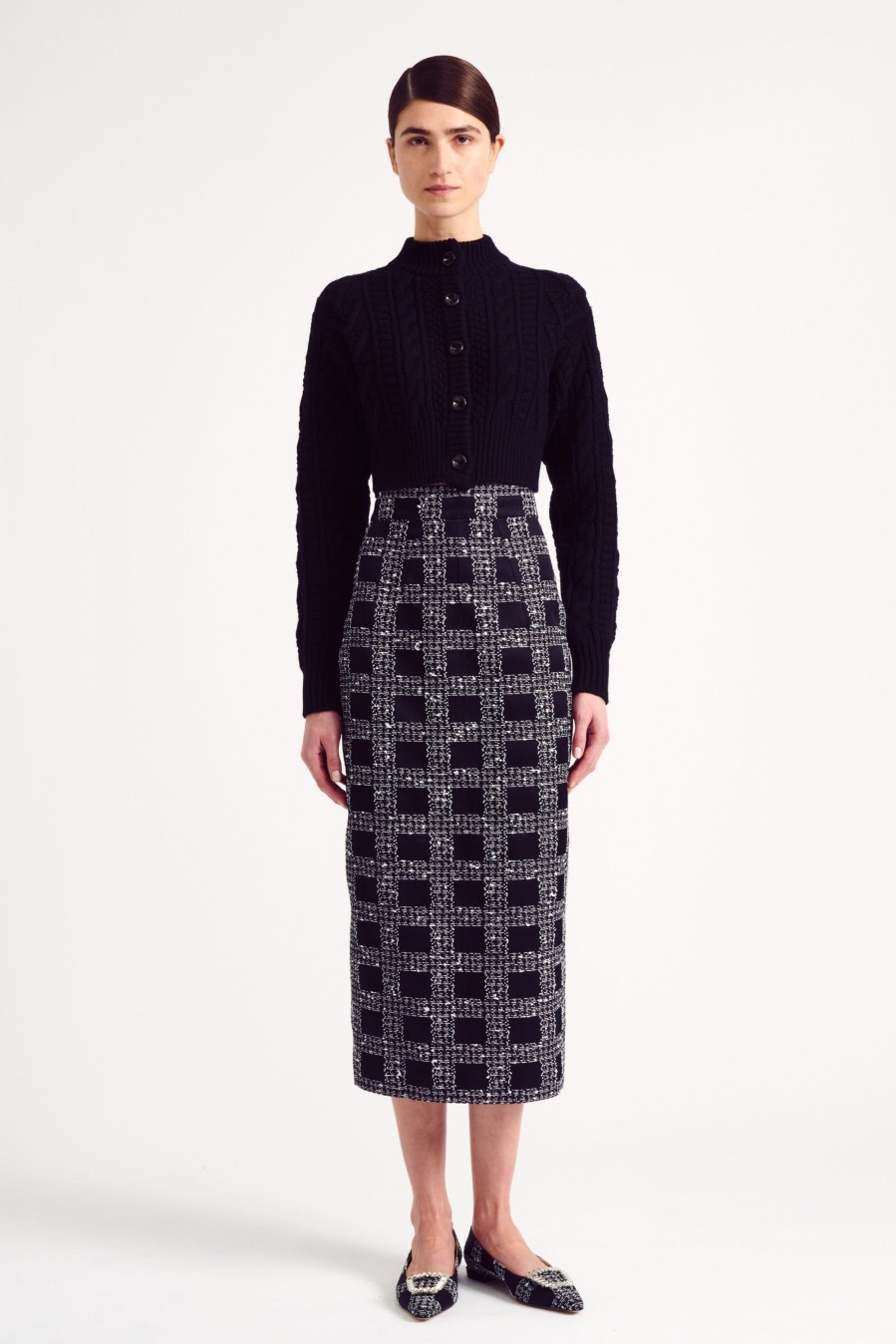 Women Emilia Wickstead Skirts | Larada Skirt In Black Faded Check