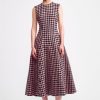 Women Emilia Wickstead Dresses | Mara Dress In Green & Pink Houndstooth Boucle