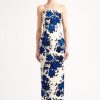 Women Emilia Wickstead Dresses | Yulie Strapless Dress In Blue Festive Bouquet Printed Taffeta Faille