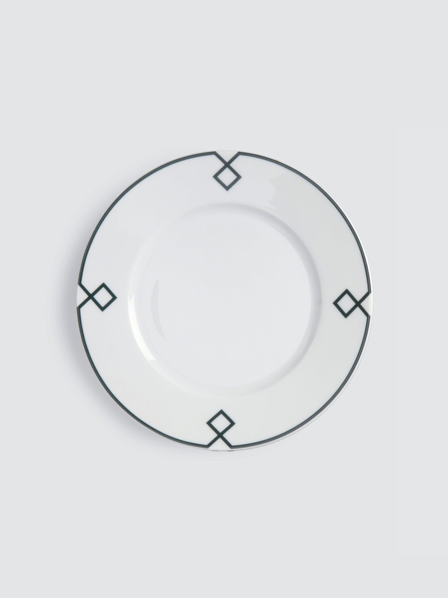 Homeware Emilia Wickstead | Naples Dessert Plate With Green Geometric Border