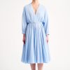 Women Emilia Wickstead Dresses | Lilith Blue Cotton Cloque Dress