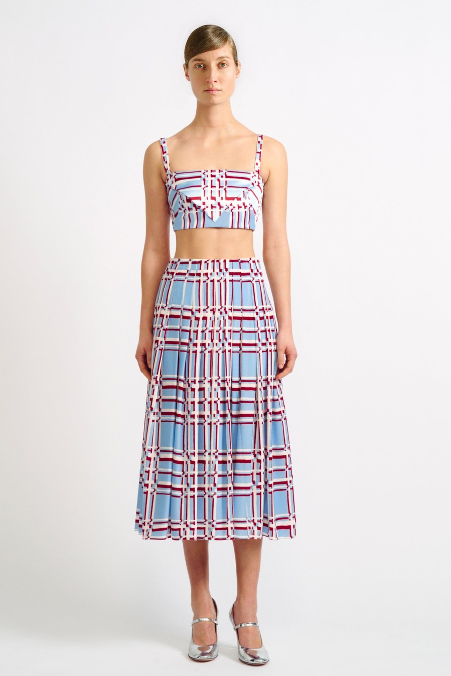 Women Emilia Wickstead Skirts | Richie Painted Check Crepe Georgette Skirt