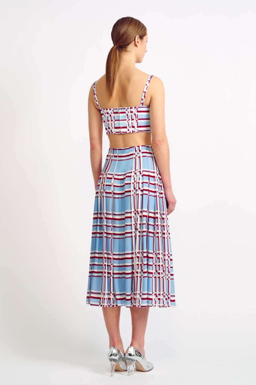 Women Emilia Wickstead Skirts | Richie Painted Check Crepe Georgette Skirt