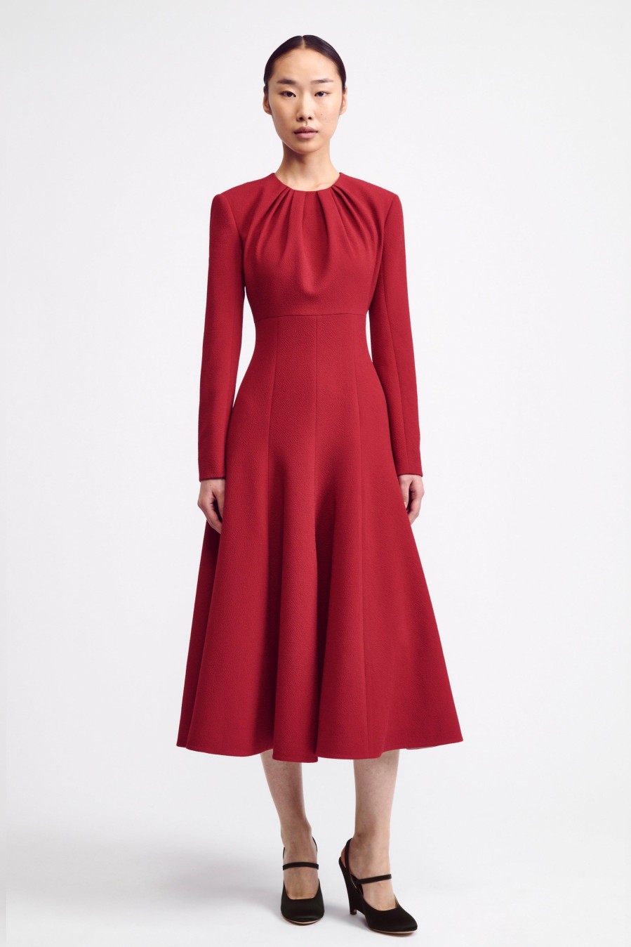 Women Emilia Wickstead Dresses | Belgium Dress In Red Double Crepe