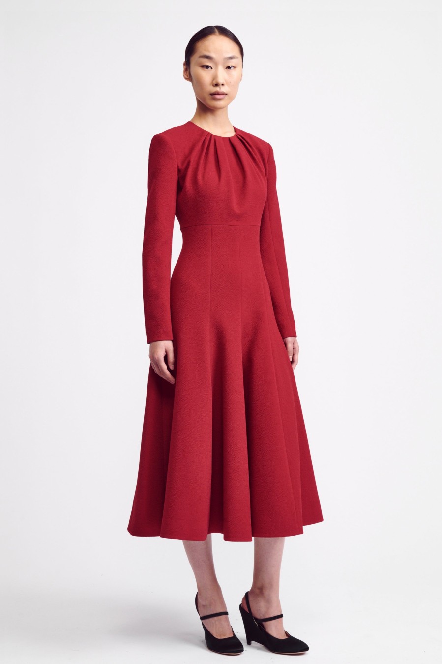 Women Emilia Wickstead Dresses | Belgium Dress In Red Double Crepe