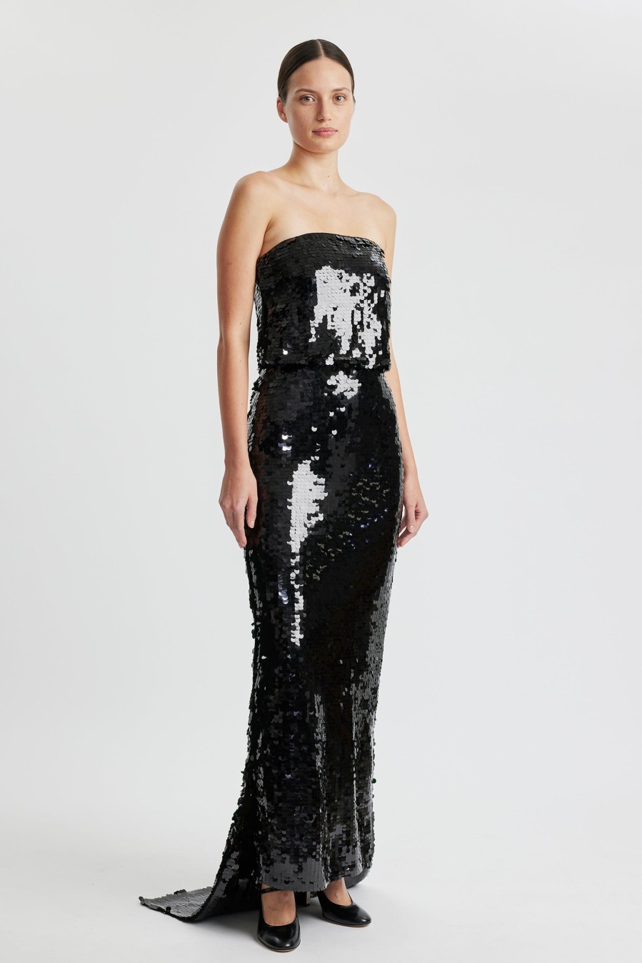 Women Emilia Wickstead Gowns | Josiah Dress In Black Paillette Sequins