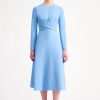 Women Emilia Wickstead Dresses | Elta Celestial Blue Double Crepe Dress