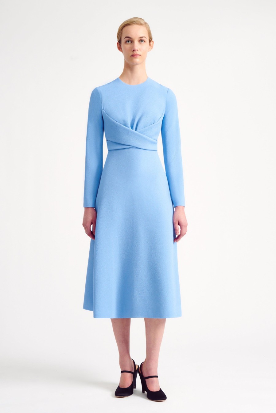 Women Emilia Wickstead Dresses | Elta Celestial Blue Double Crepe Dress