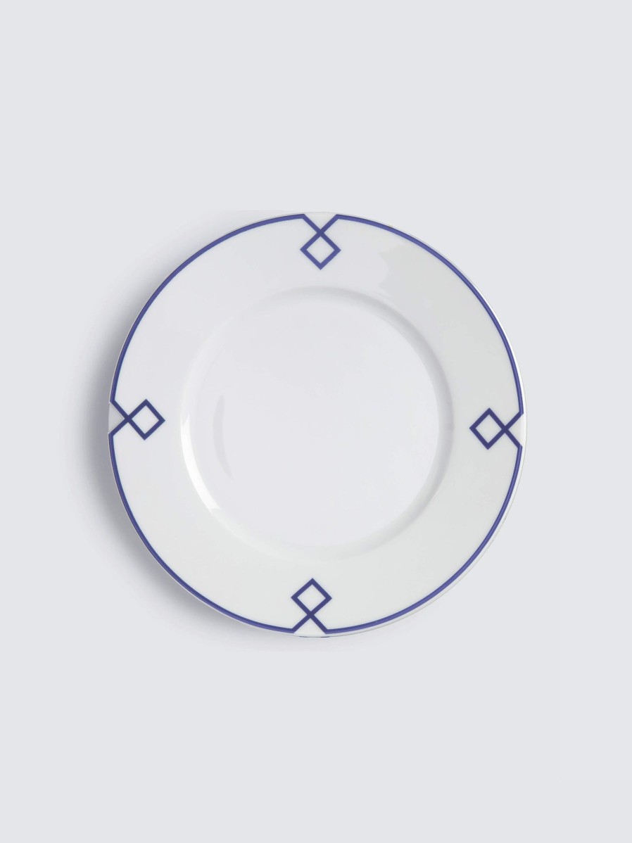 Homeware Emilia Wickstead | Naples Dessert Plate With Navy Geometric Border