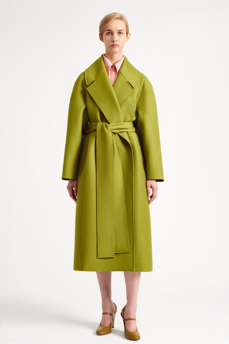 Women Emilia Wickstead Jackets And Coats | Lilabet Oversized Coat In Chartreuse Flanella