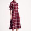 Women Emilia Wickstead Dresses | Marvel Dress In Maroon Shetland Check Tartan