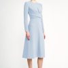 Women Emilia Wickstead Dresses | Elta Baby-Blue Wrap-Effect Double Crepe Dress