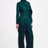 Women Emilia Wickstead Jumpsuits | Ksora Cape Detail Jumpsuit In Emerald Green Flanella