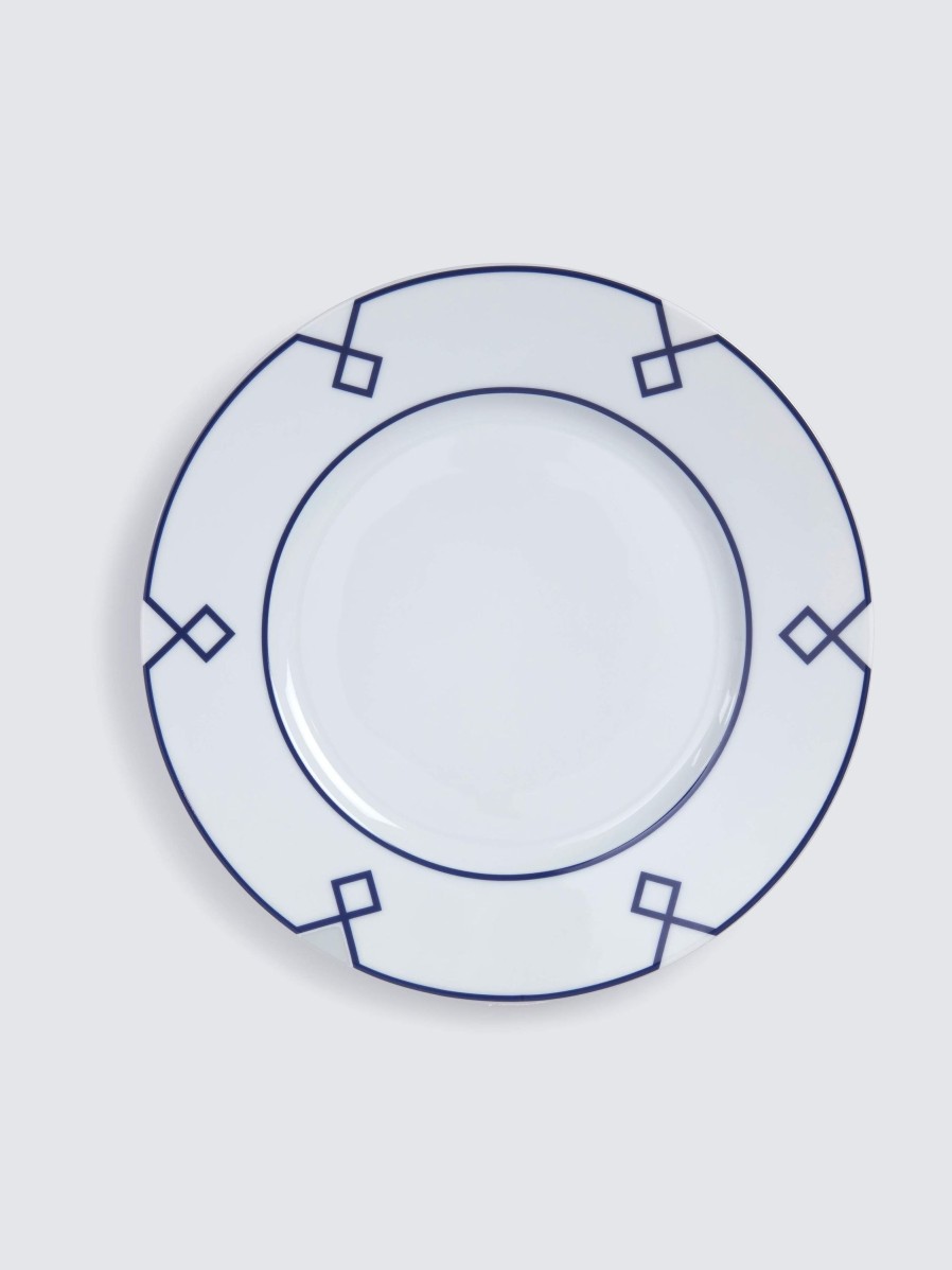 Homeware Emilia Wickstead | Naples Dinner Plate With Navy Geometric Border