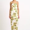 Women Emilia Wickstead Dresses | Brigitta Yellow Floral Print Strapless Dress