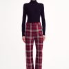 Women Emilia Wickstead Trousers | Miggy Maroon Check Shetland Tartan Trouser