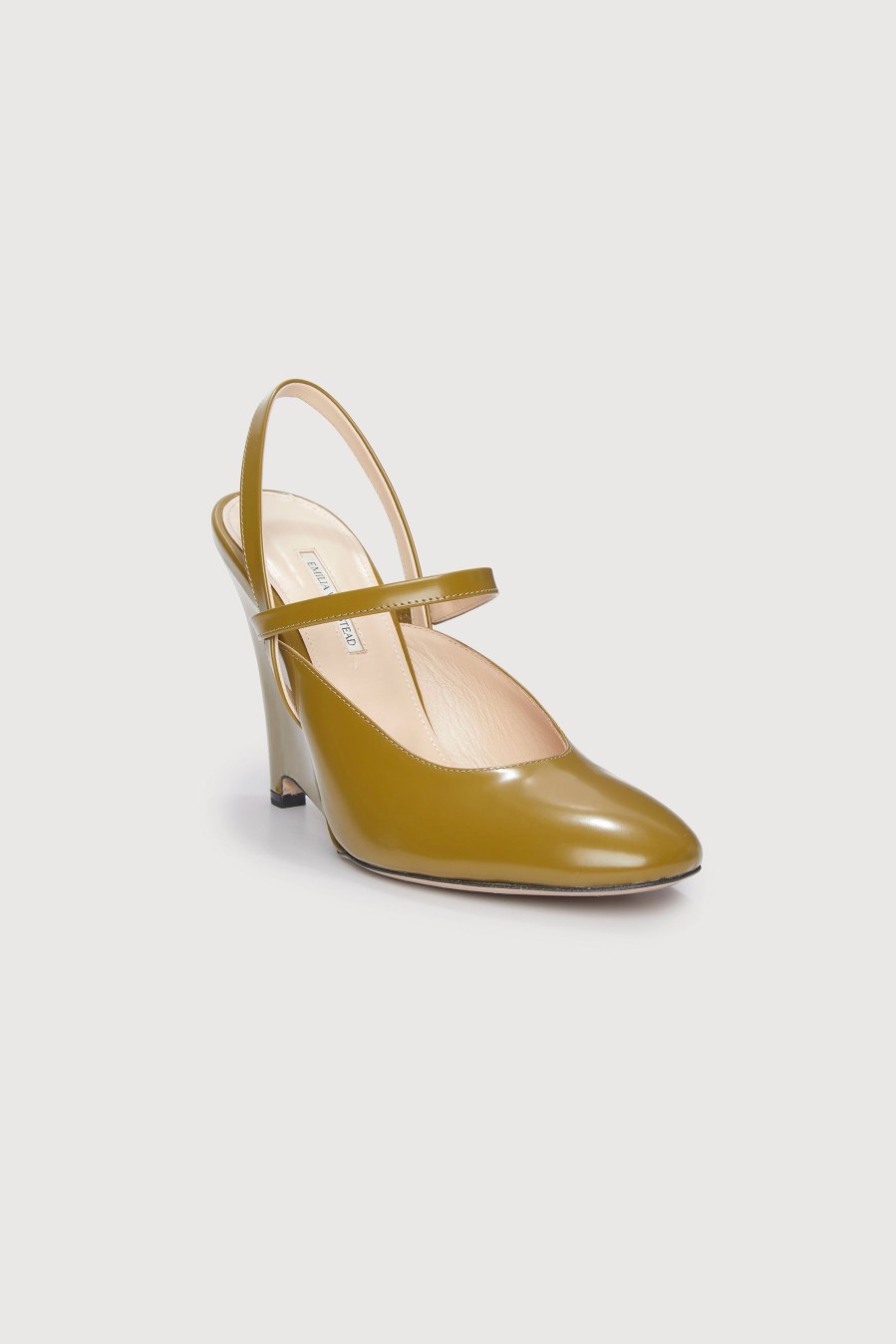 Women Emilia Wickstead | Aster Wedge Heel In Chartreuse Leather