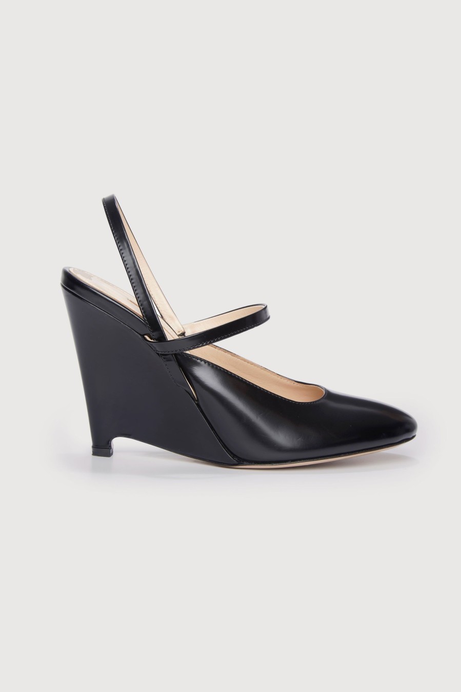 Women Emilia Wickstead | Aster Wedge Heel In Black Leather