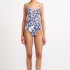 Women Emilia Wickstead Swim | Ana Blue Milanese Wallpaper Print Swimsuit