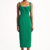 Women Emilia Wickstead Dresses | Arina Dress In Jade Green Double Crepe