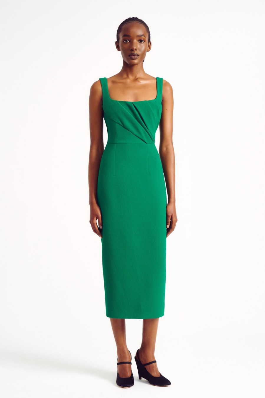 Women Emilia Wickstead Dresses | Arina Dress In Jade Green Double Crepe