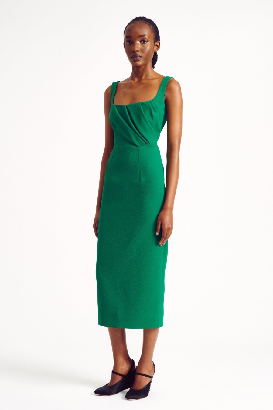 Women Emilia Wickstead Dresses | Arina Dress In Jade Green Double Crepe