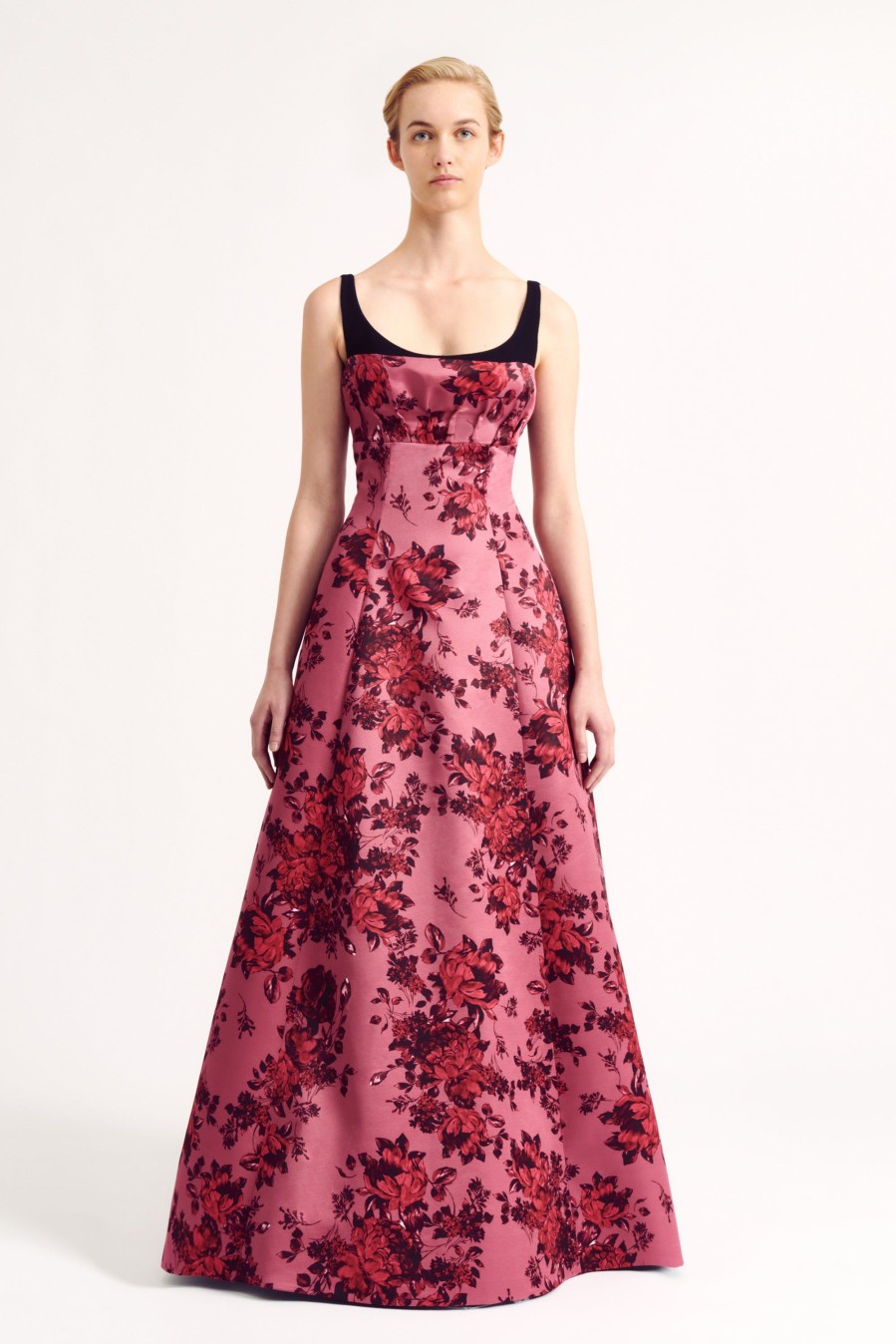 Women Emilia Wickstead Dresses | Adalia Dress In Mauve Festive Bouquet Taffeta Faille