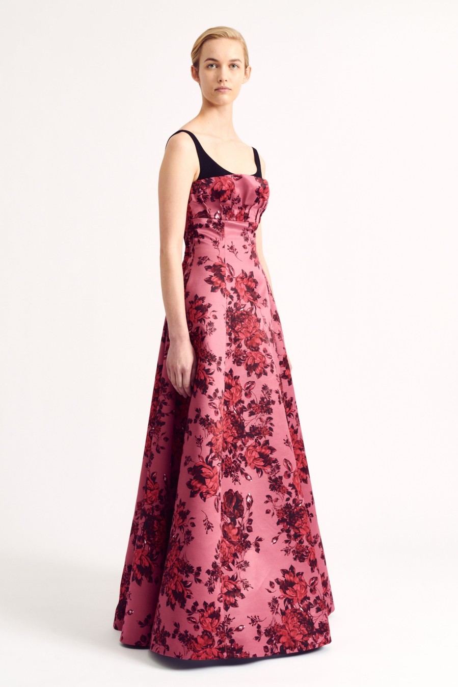 Women Emilia Wickstead Dresses | Adalia Dress In Mauve Festive Bouquet Taffeta Faille