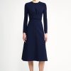 Women Emilia Wickstead Dresses | Elta Wrap-Effect Dress In Midnight Double Crepe