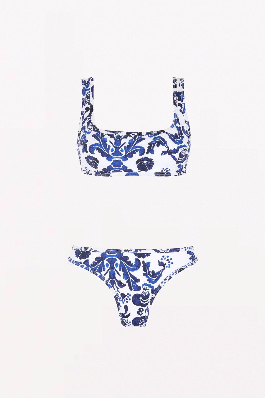 Women Emilia Wickstead Swim | Beatrix Blue Milanese Wallpaper Print Bikini