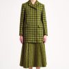 Women Emilia Wickstead Jackets And Coats | Firs Single-Breasted Olive & Black Tattersall Check Blazer