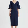 Women Emilia Wickstead Dresses | Maizie Dress In Midnight Double Crepe