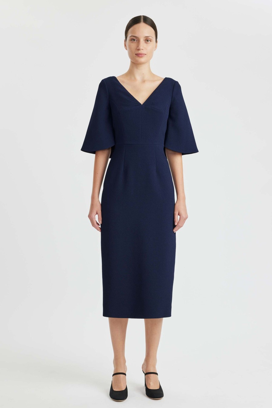 Women Emilia Wickstead Dresses | Maizie Dress In Midnight Double Crepe