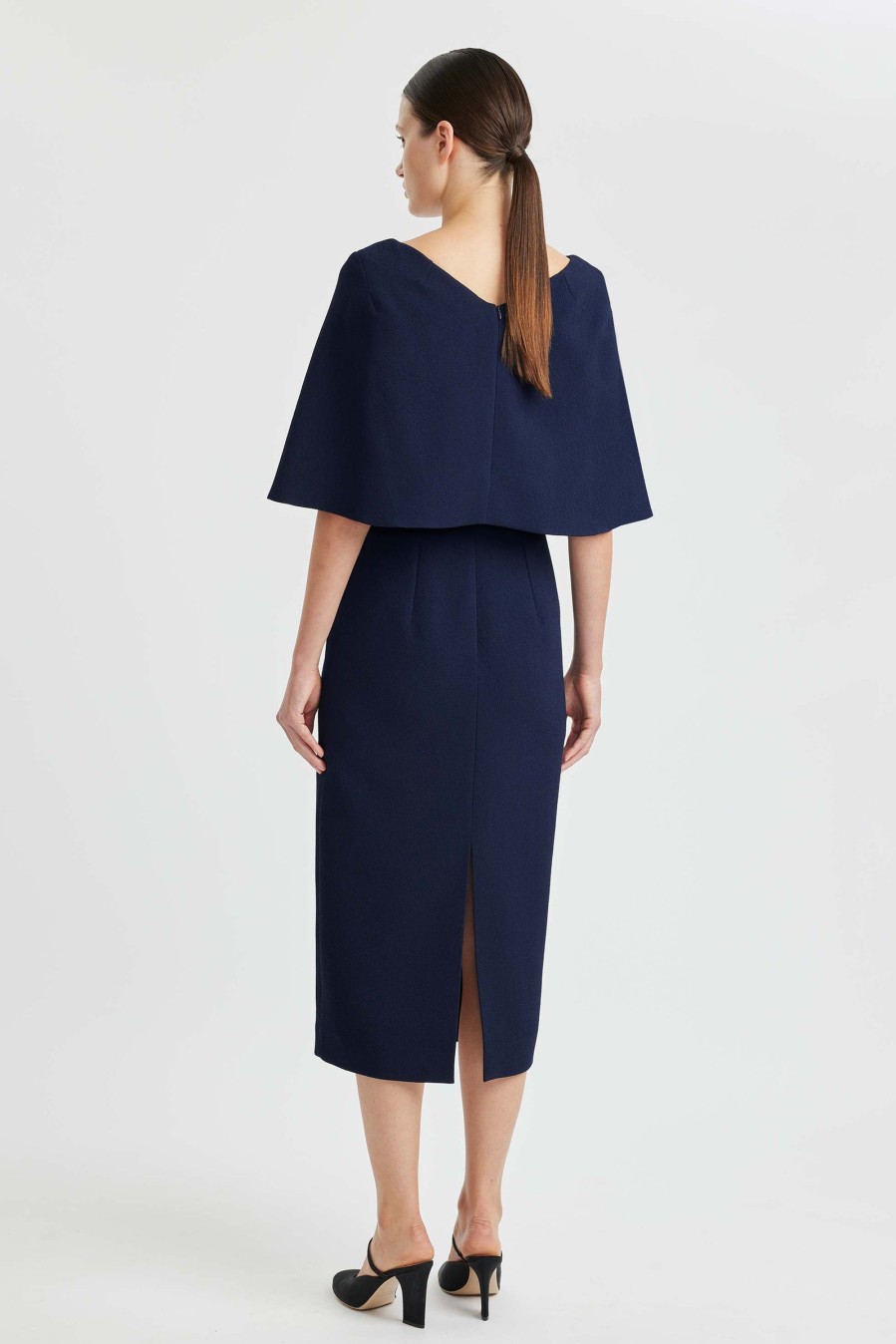 Women Emilia Wickstead Dresses | Maizie Dress In Midnight Double Crepe