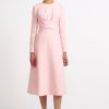 Women Emilia Wickstead Dresses | Elta Peony Pink Wrap Effect Double Crepe Dress