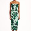 Women Emilia Wickstead Dresses | Adalina Dress In Green Festive Bouquet Printed Taffeta Faille